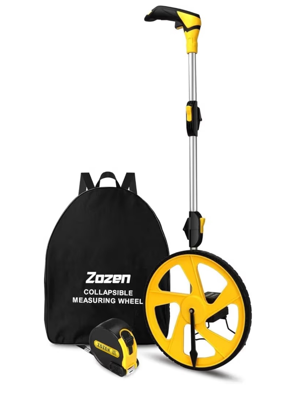 Yellow 12” Collapsible Measuring Wheel with Tape and Carry Bag